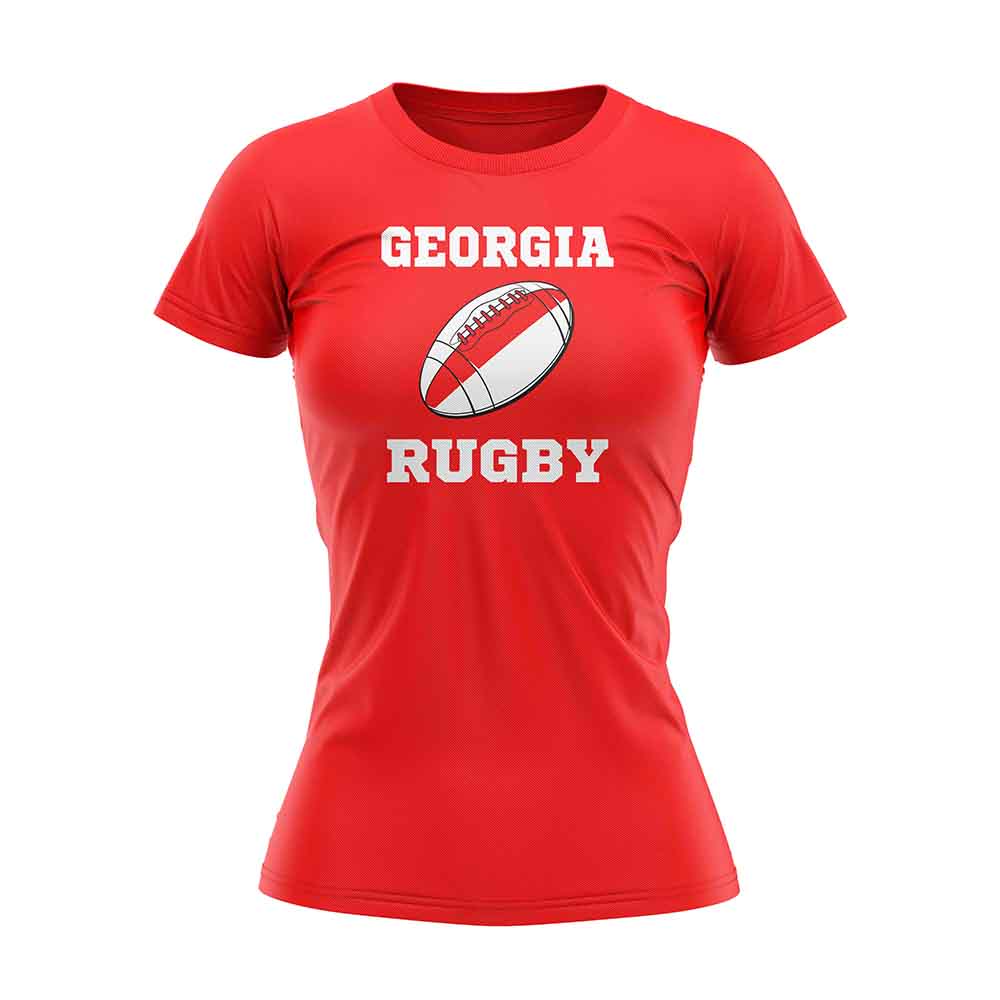 Georgia Rugby Ball T-Shirt (Red) - Ladies Product - Football Shirts UKSoccershop   