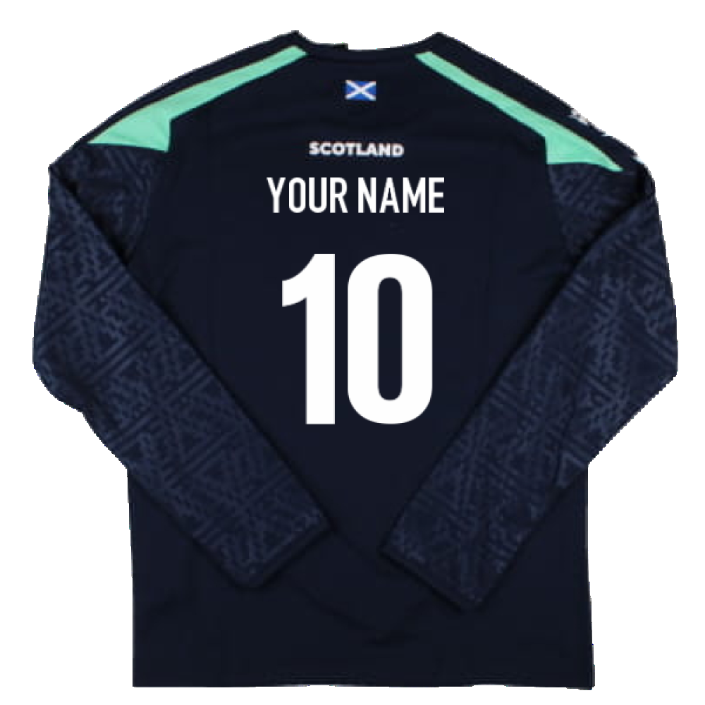 2024-2025 Scotland Rugby LS Training Poly Shirt (Navy) - Kids (Your Name) Product - Hero Shirts Macron   