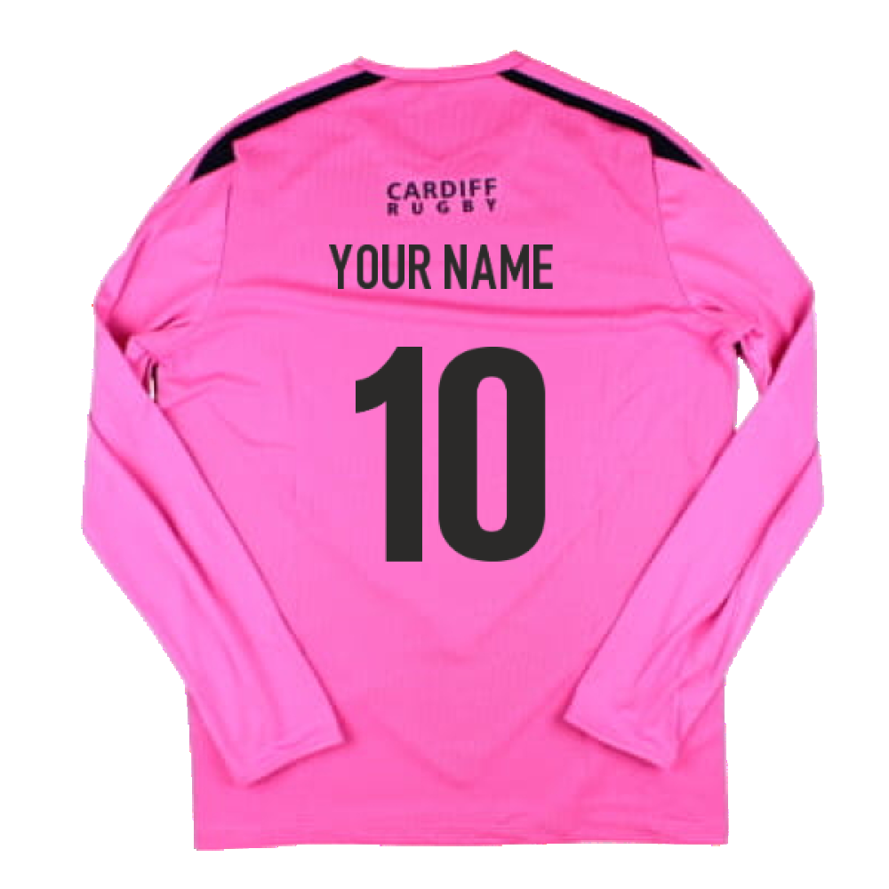 2024-2025 Cardiff Blues Rugby LS Training Shirt (Pink) (Your Name) Product - Hero Shirts Macron   