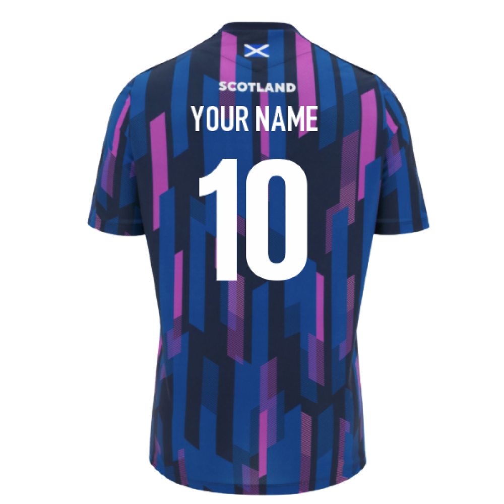 2025-2026 Scotland Rugby Warm Up Shirt (Navy) (Your Name) Product - Hero Shirts Macron