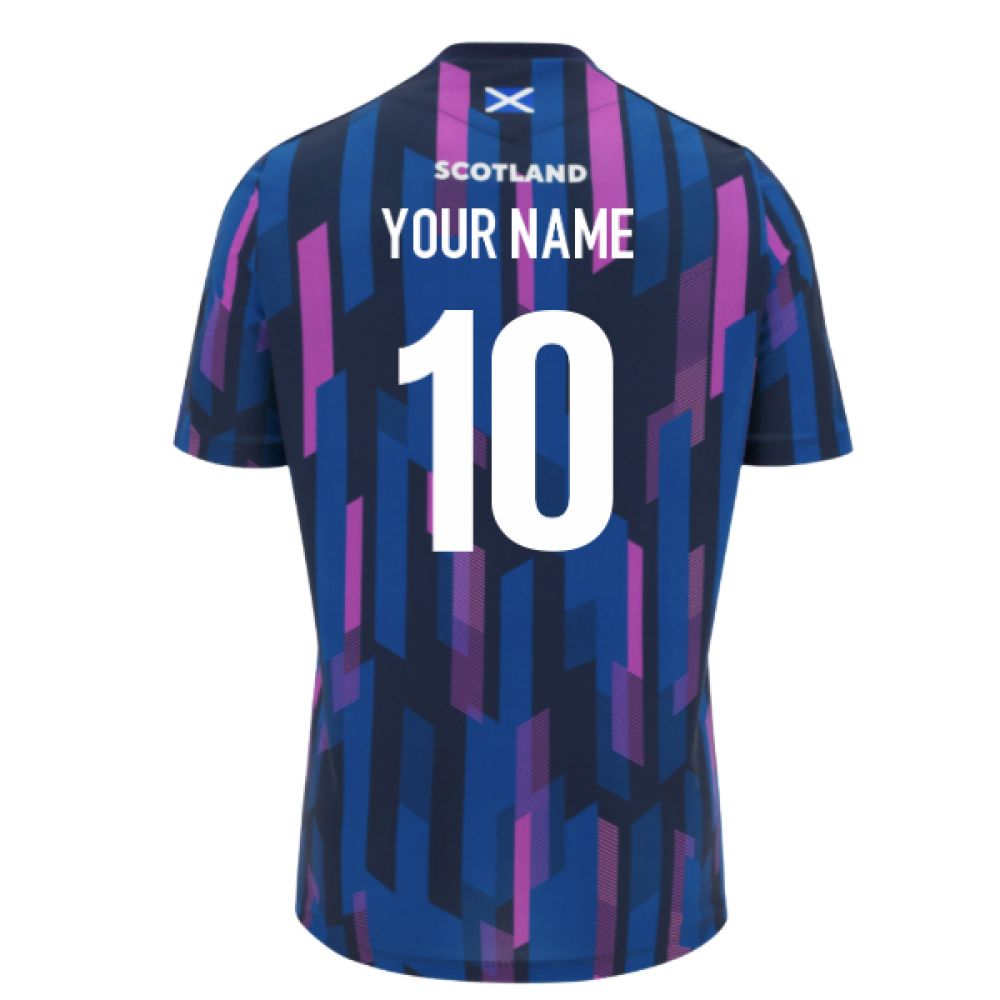 2025-2026 Scotland Rugby Warm Up Shirt (Navy) - Kids (Your Name) Product - Hero Shirts Macron