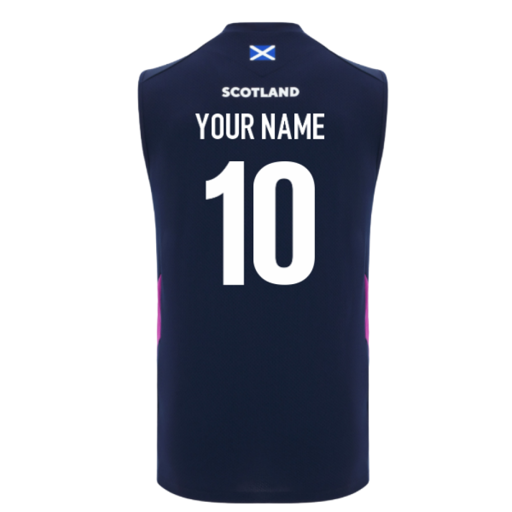 2025-2026 Scotland Poly Sleeveless Training Shirt (Navy) (Your Name) Product - Hero Shirts Macron