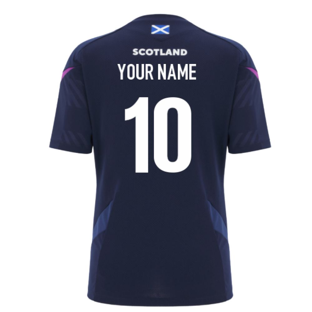 2025-2026 Scotland Rugby Training Shirt (Navy) - Womens (Your Name) Product - Hero Shirts Macron