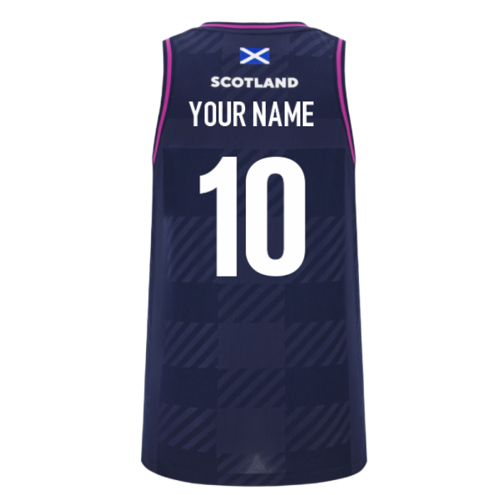 2025-2026 Scotland Rugby Training Singlet (Navy) - Womens (Your Name) Product - Hero Shirts Macron