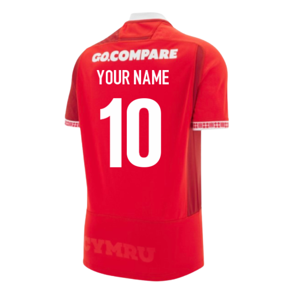 2025-2026 Wales WRU Home Slim Fit Rugby Shirt (Your Name) Product - Hero Shirts Macron