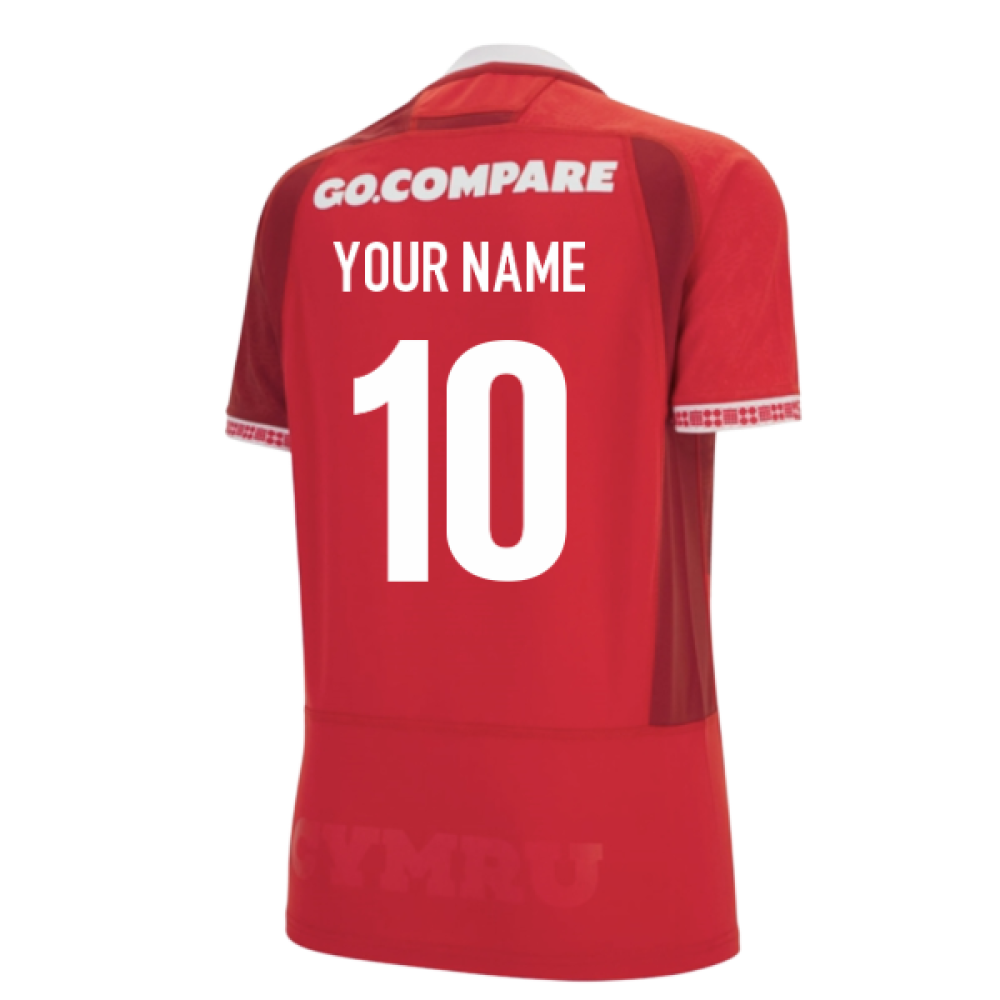 2025-2026 Wales WRU Home Rugby Shirt (Womens) (Your Name) Product - Hero Shirts Macron