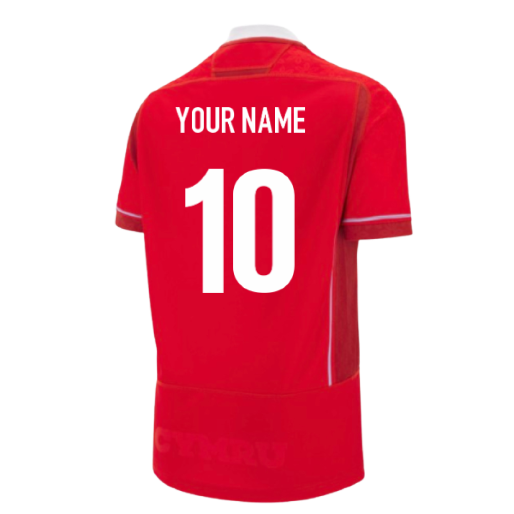 2025-2026 Wales WRU Home WRWC Replica Rugby Shirt (Kids) (Your Name) Product - Hero Shirts Macron