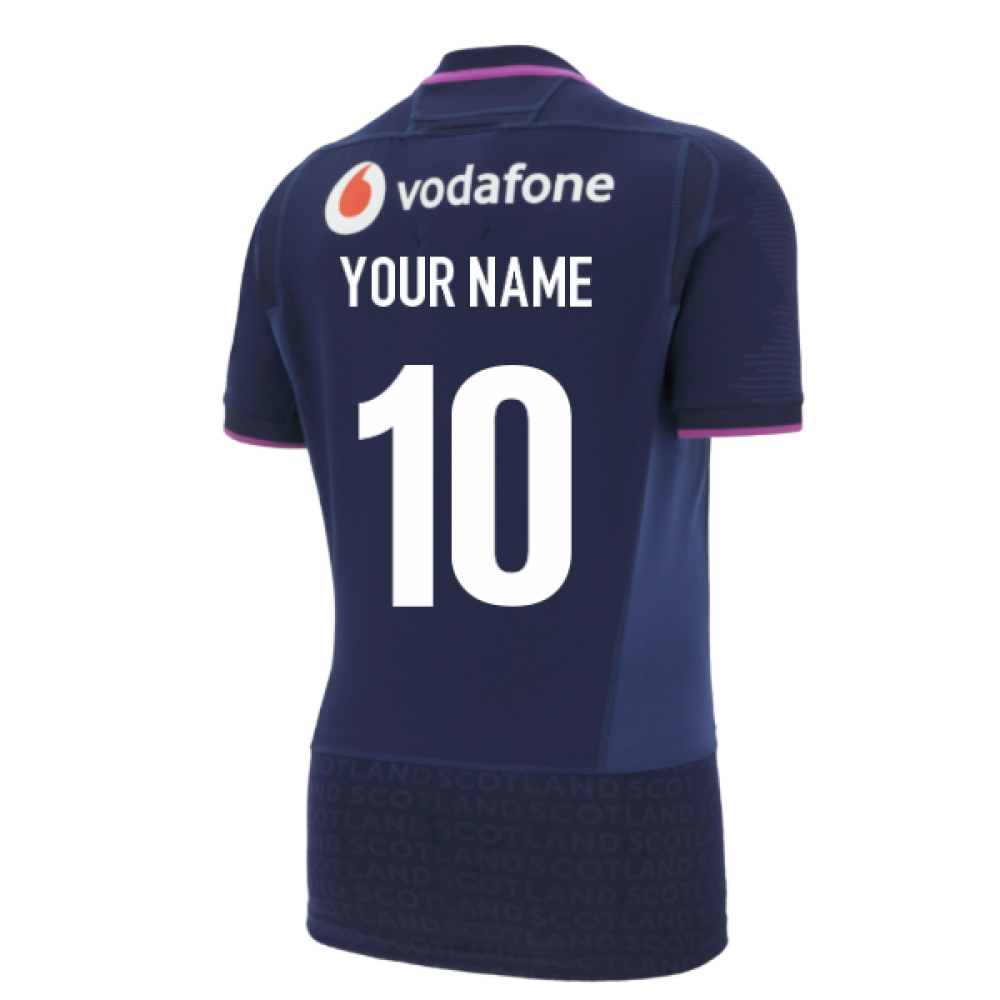 2025-2026 Scotland Home Rugby Slim Fit Shirt (Your Name) Product - Hero Shirts Macron