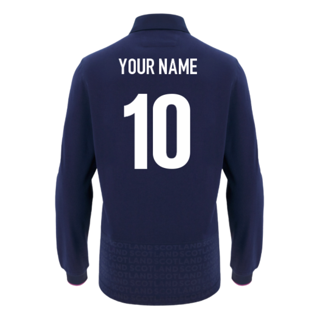 2025-2026 Scotland Rugby LS Cotton Home Shirt (Your Name) Product - Hero Shirts Macron