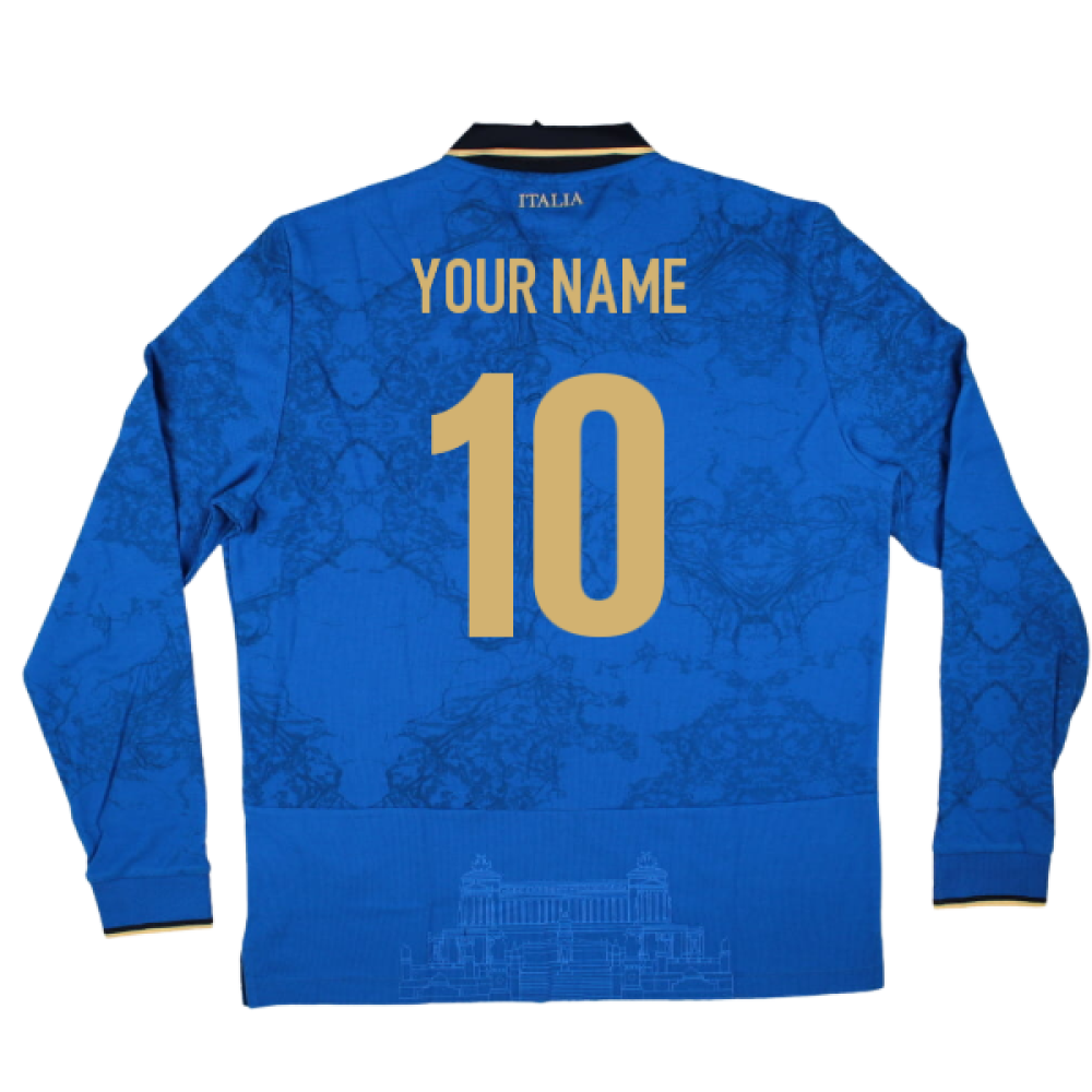 2025-2026 Italy FIR Home LS Cotton Rugby Shirt (Your Name) Product - Hero Shirts Macron
