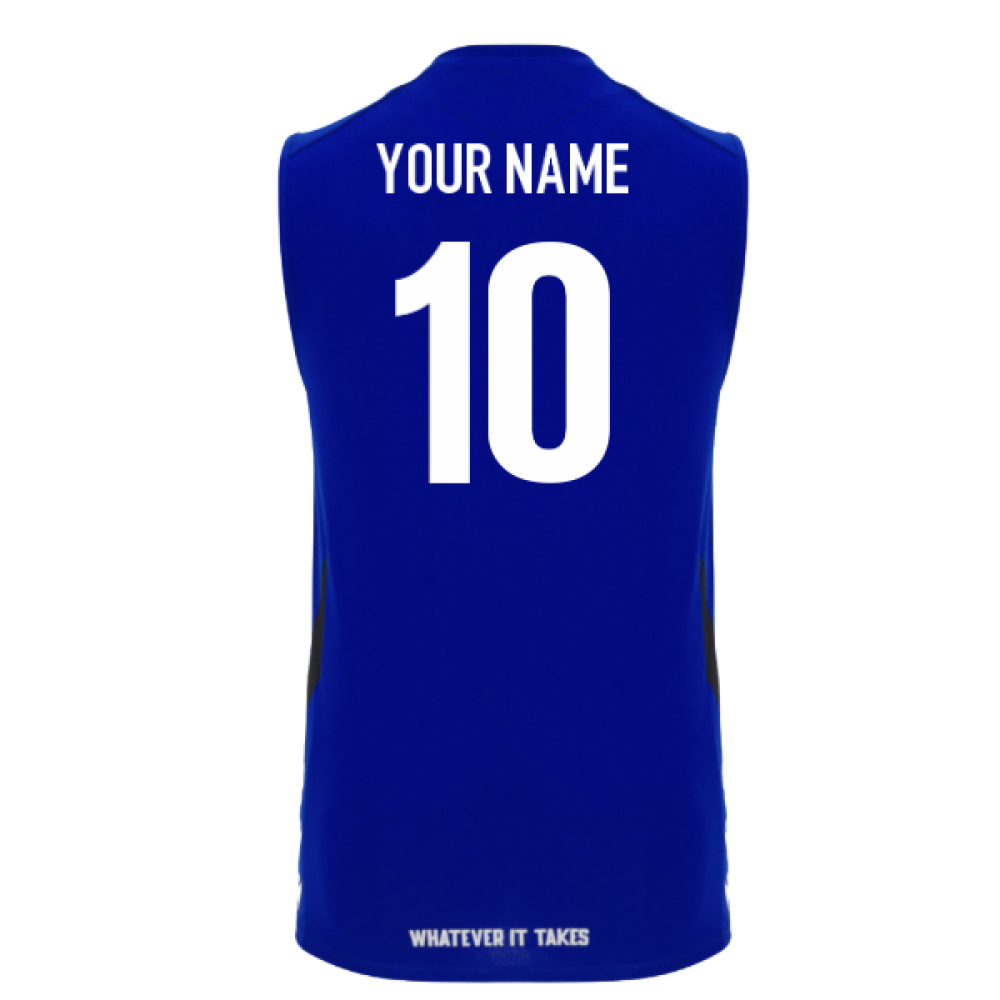 2025-2026 Glasgow Warriors Rugby Sleveless Shirt (Blue) (Your Name) Product - Hero Shirts Macron