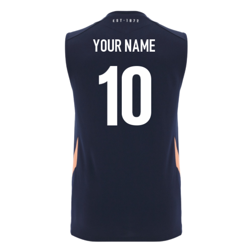 2025-2026 Edinburgh Rugby Sleeveless Shirt (Navy) (Your Name) Product - Hero Shirts Macron