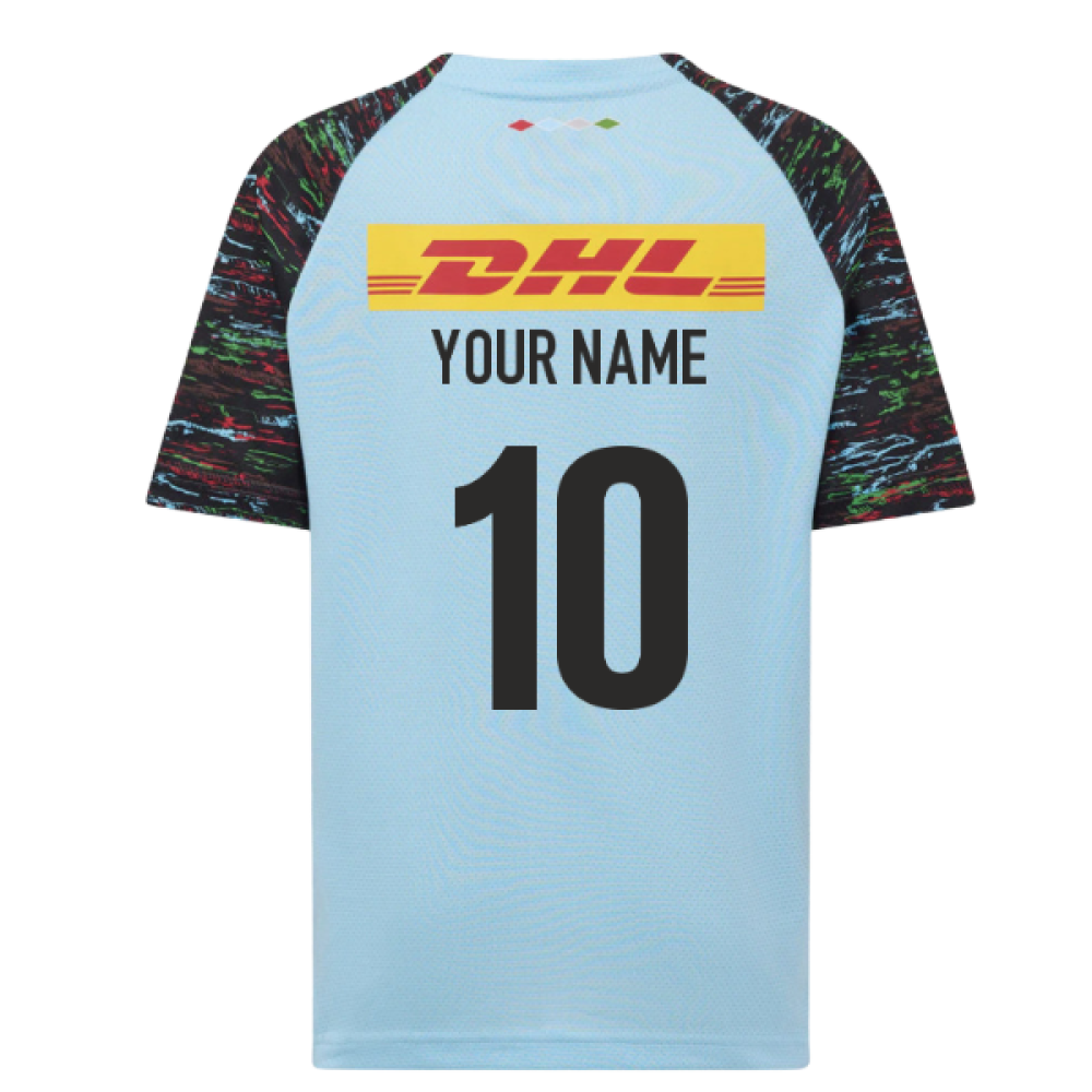 2025-2026 Harlequins Rugby Training Shirt (Sky Blue) (Your Name) Product - Hero Shirts Castore