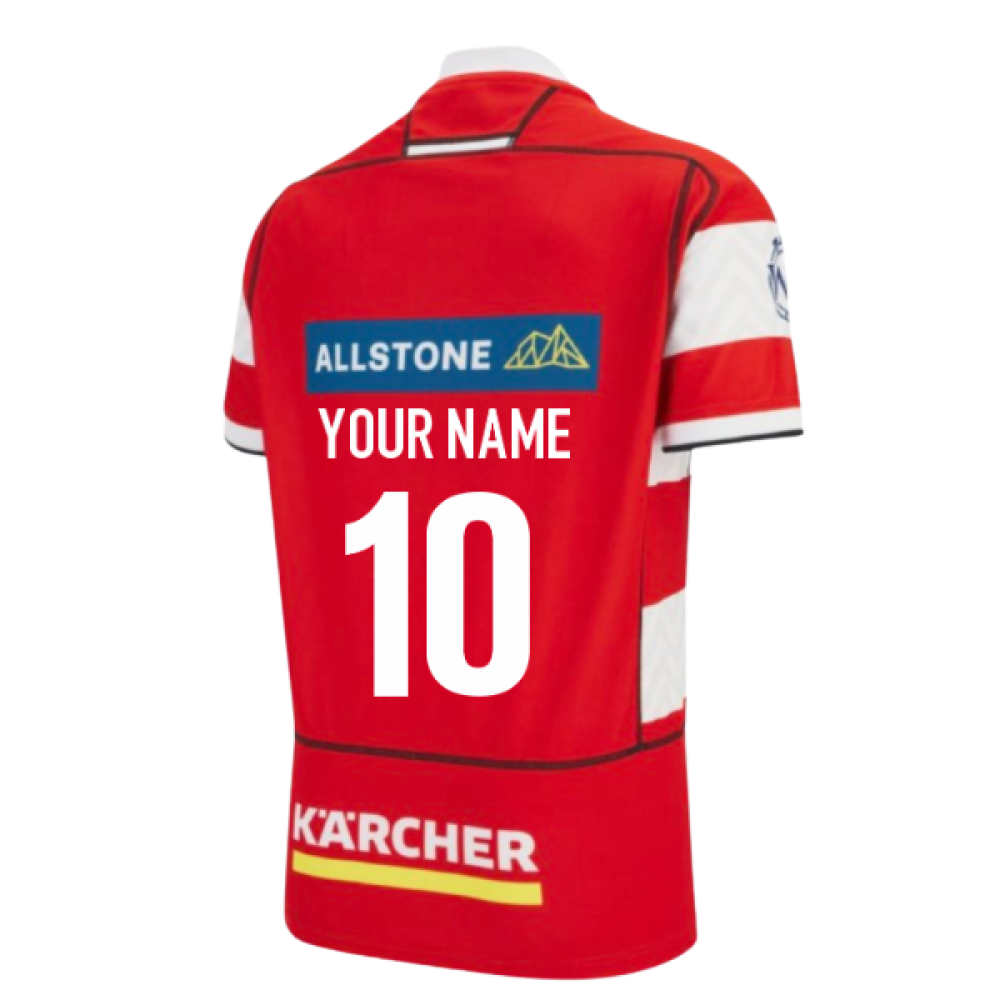 2025-2026 Gloucester Rugby Poly Home Shirt - Kids (Your Name) Product - Hero Shirts Macron