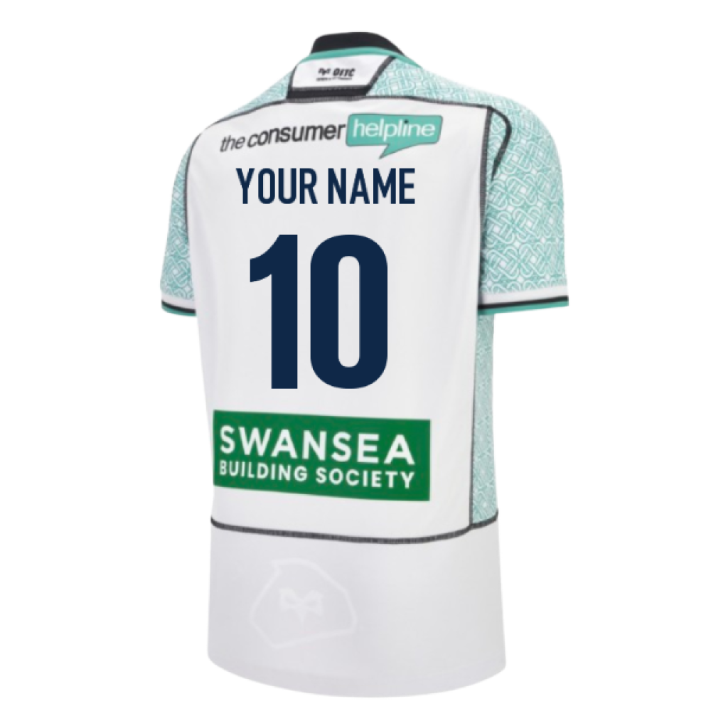 2025-2026 Ospreys Away Rugby Shirt (Kids) (Your Name) Product - Hero Shirts Macron