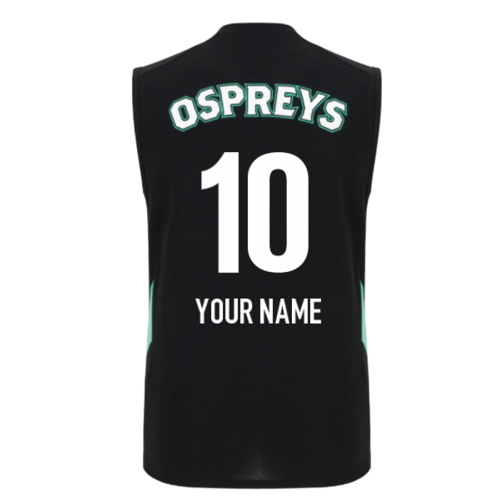 2025-2026 Ospreys Training Poly Sleeveless Shirt (Black) (Your Name) Product - Hero Shirts Macron