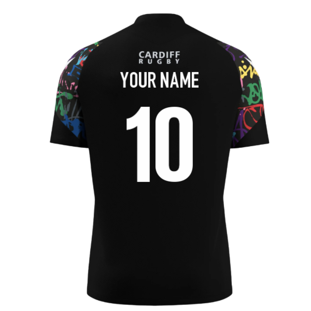 2025-2026 Cardiff Blues Rugby Training Tee (Black) (Your Name) Product - Hero Shirts Macron