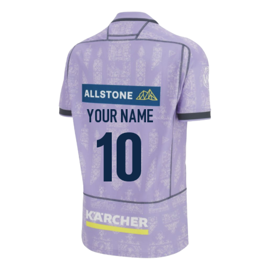 2025-2026 Gloucester Rugby Poly Away Shirt (Your Name) Product - Hero Shirts Macron