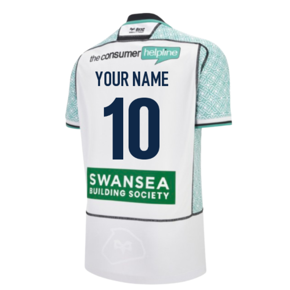 2025-2026 Ospreys Away Rugby Poly Replica Shirt (Your Name) Product - Hero Shirts Macron