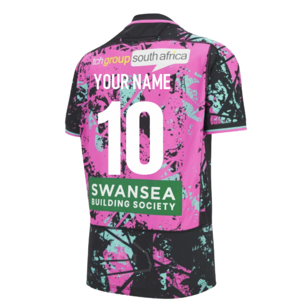 2025-2026 Ospreys Rugby Euro Poly Replica Shirt (Your Name) Product - Hero Shirts Macron