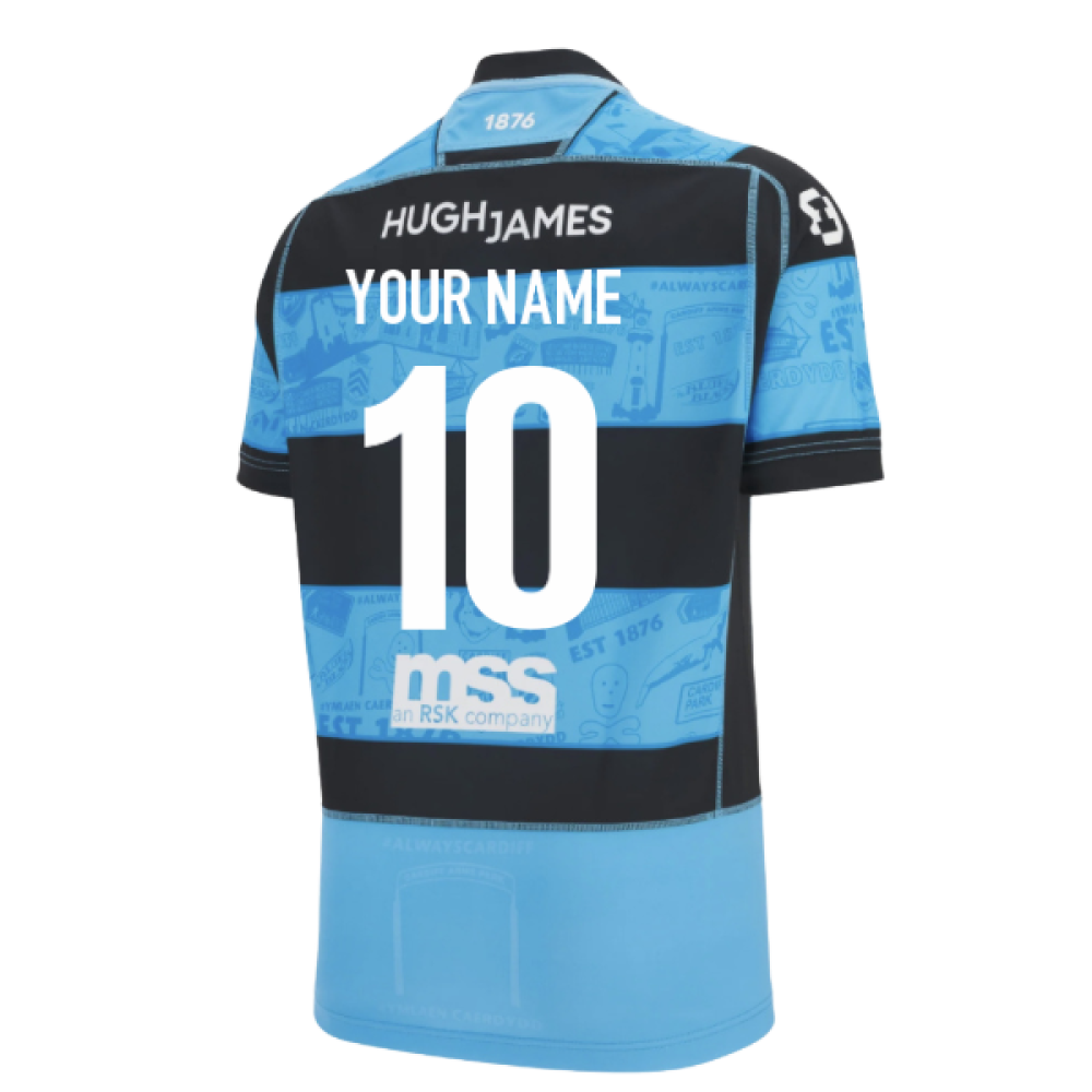 2025-2026 Cardiff Blues Home Poly Rugby Shirt (Kids) (Your Name) Product - Hero Shirts Macron