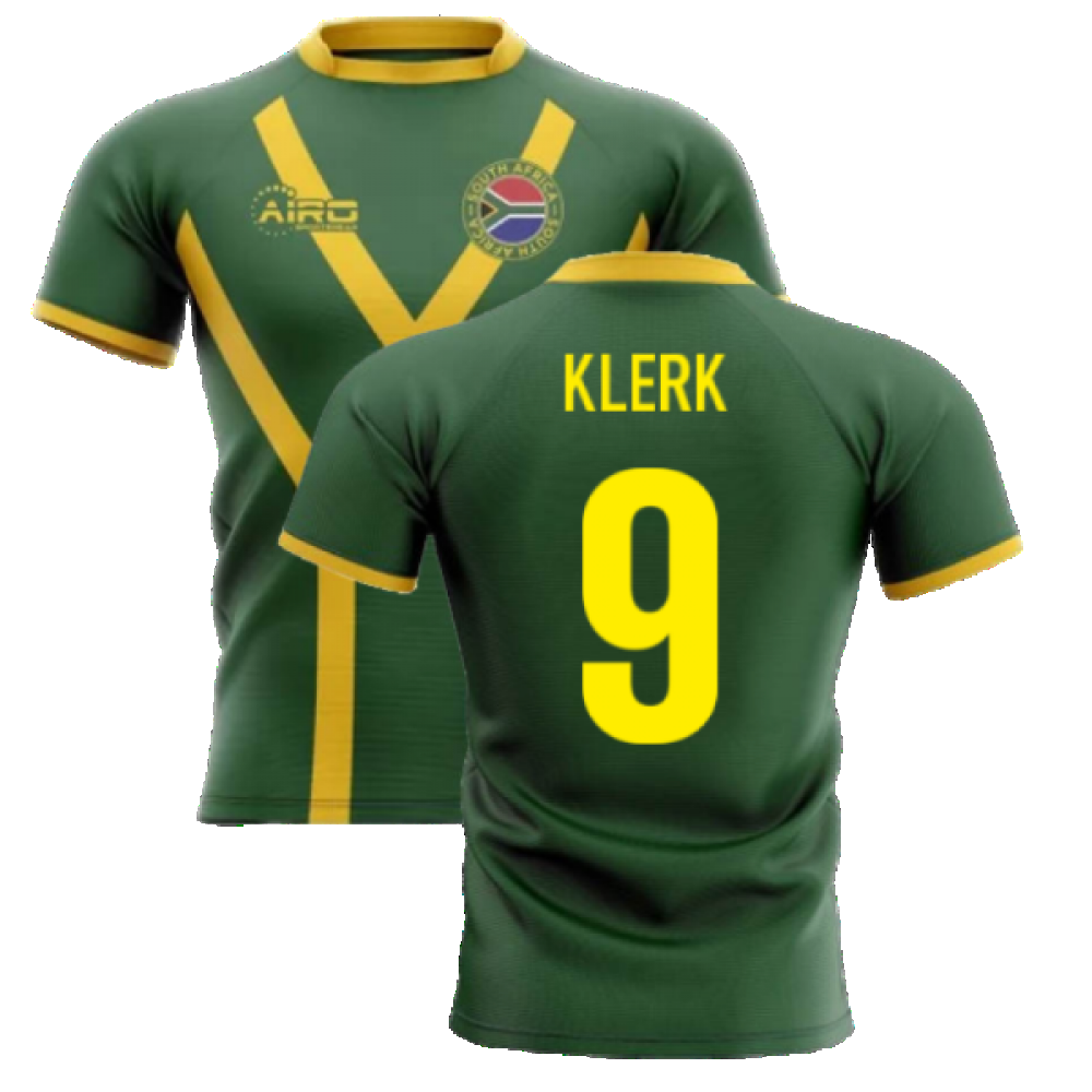 2023-2024 South Africa Springboks Flag Concept Rugby Shirt (Klerk 9) Product - Hero Shirts Airo Sportswear   