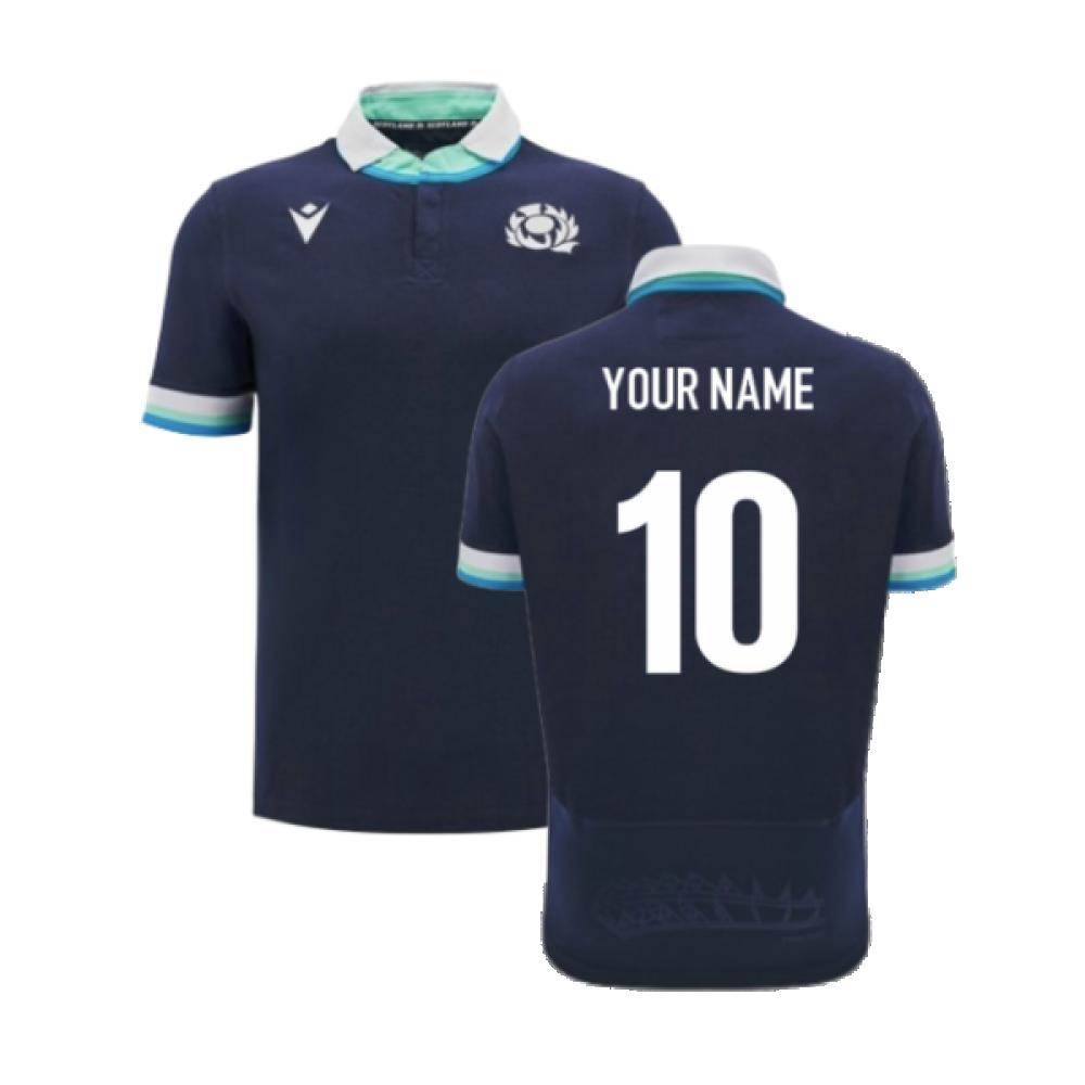 Scottish Rugby Top Lettering 2024-2025 Scotland Rugby Home SS Cotton Shirt (Your Name)