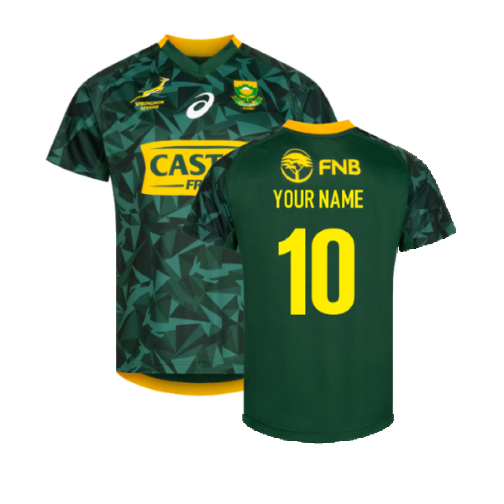 2018-2019 South Africa Springboks Sevens Mens Home Rugby Shirt (Your Name) Product - Hero Shirts Asics   
