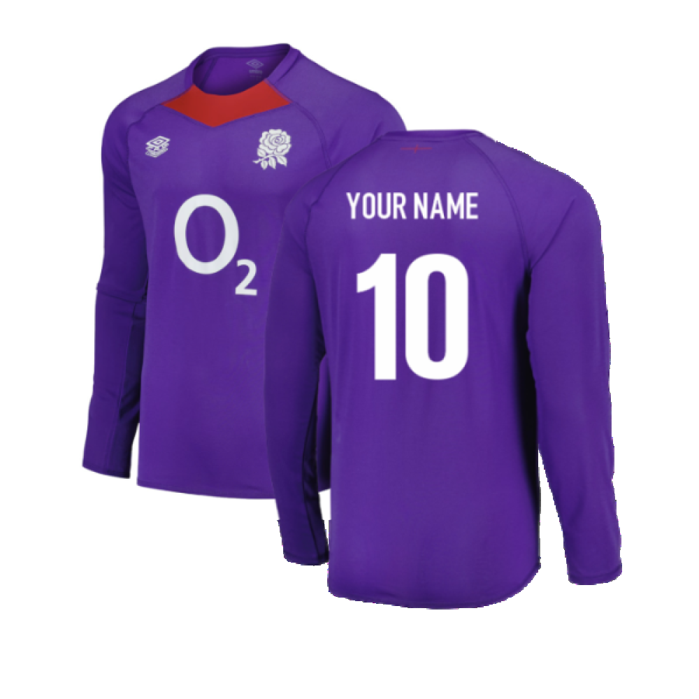 2024-2025 England Rugby Relaxed LS Training Jersey O2 (Violet) (Your N