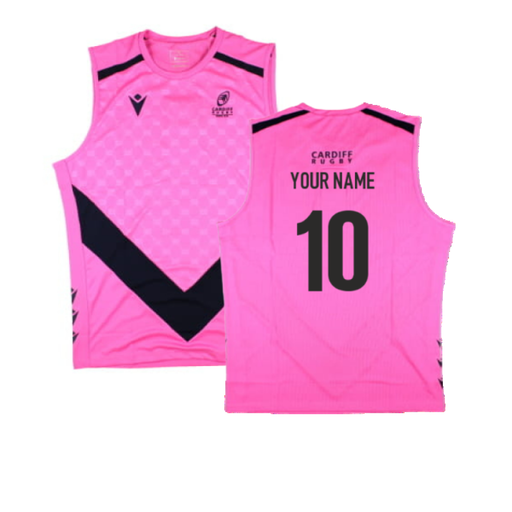2024-2025 Cardiff Blues Rugby Sleeveless Training Shirt (Pink) (Your Name) Product - Hero Shirts Macron   