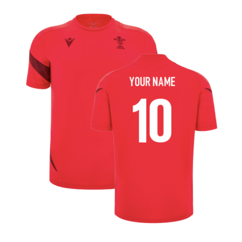 2025-2026 Wales WRU Player Training Shirt (Red) - Kids (Your Name) Product - Hero Shirts Macron