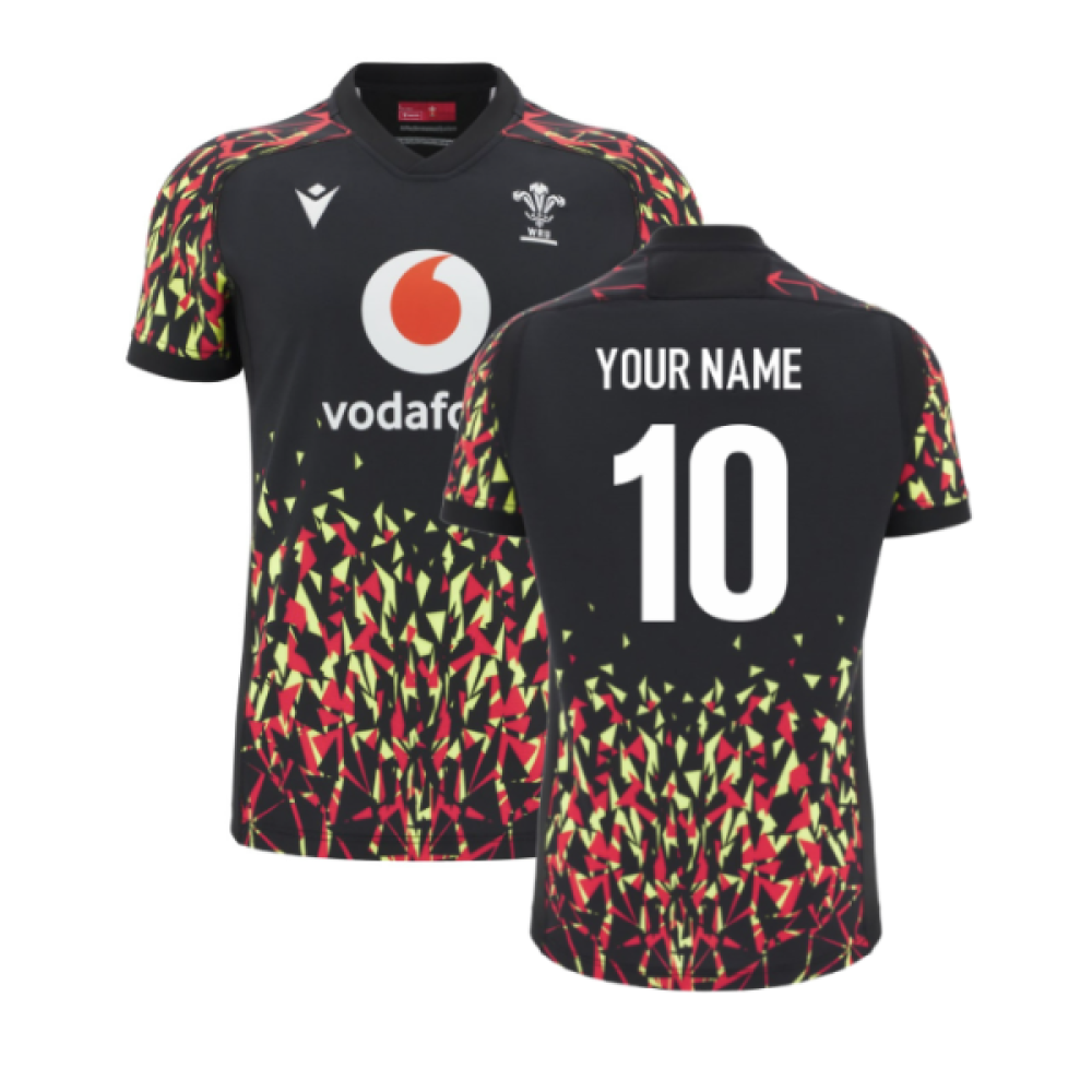 2025-2026 Wales WRU Rugby Training Jersey (Black) (Your Name) Product - Hero Shirts Macron