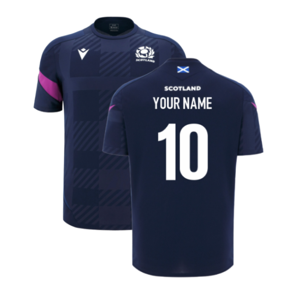 2025-2026 Scotland Rugby Training Poly Shirt (Navy) - Kids (Your Name) Product - Hero Shirts Macron