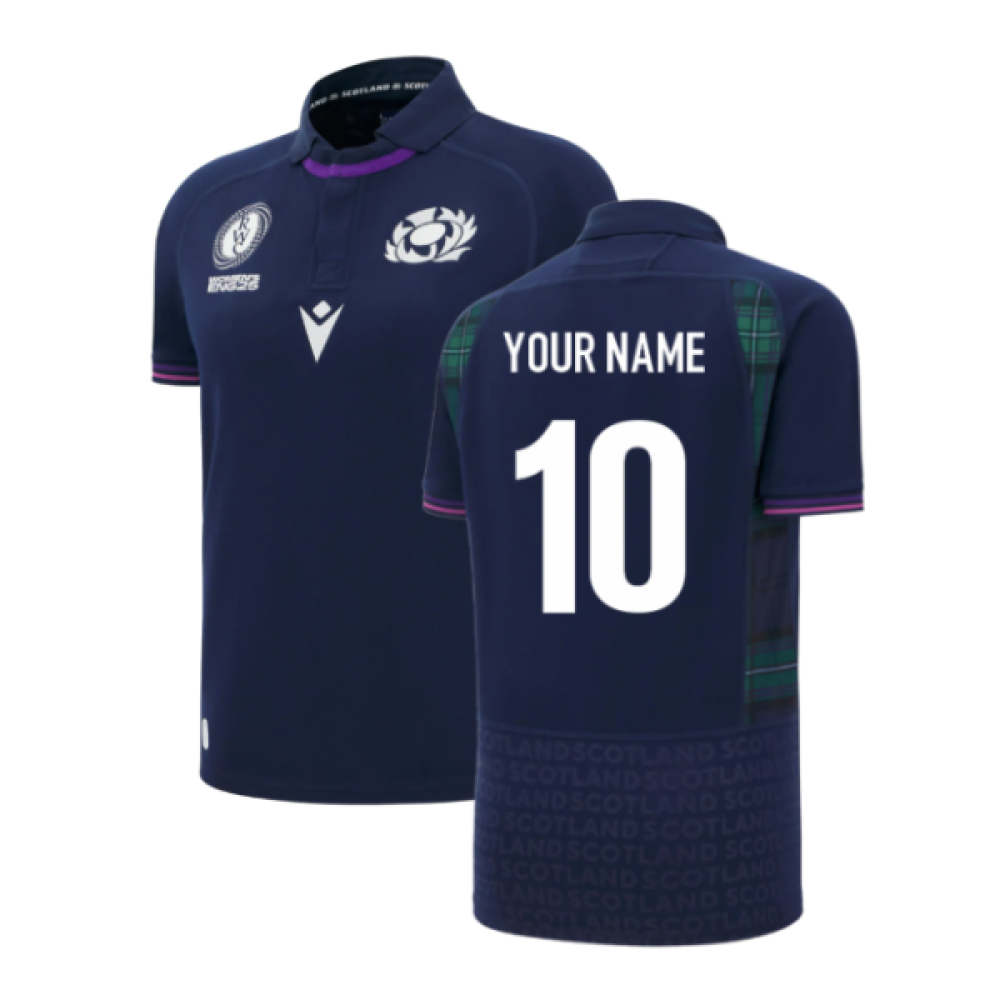 2025-2026 Scotland Home WRWC Poly Rugby Shirt (Kids) (Your Name) Product - Hero Shirts Macron