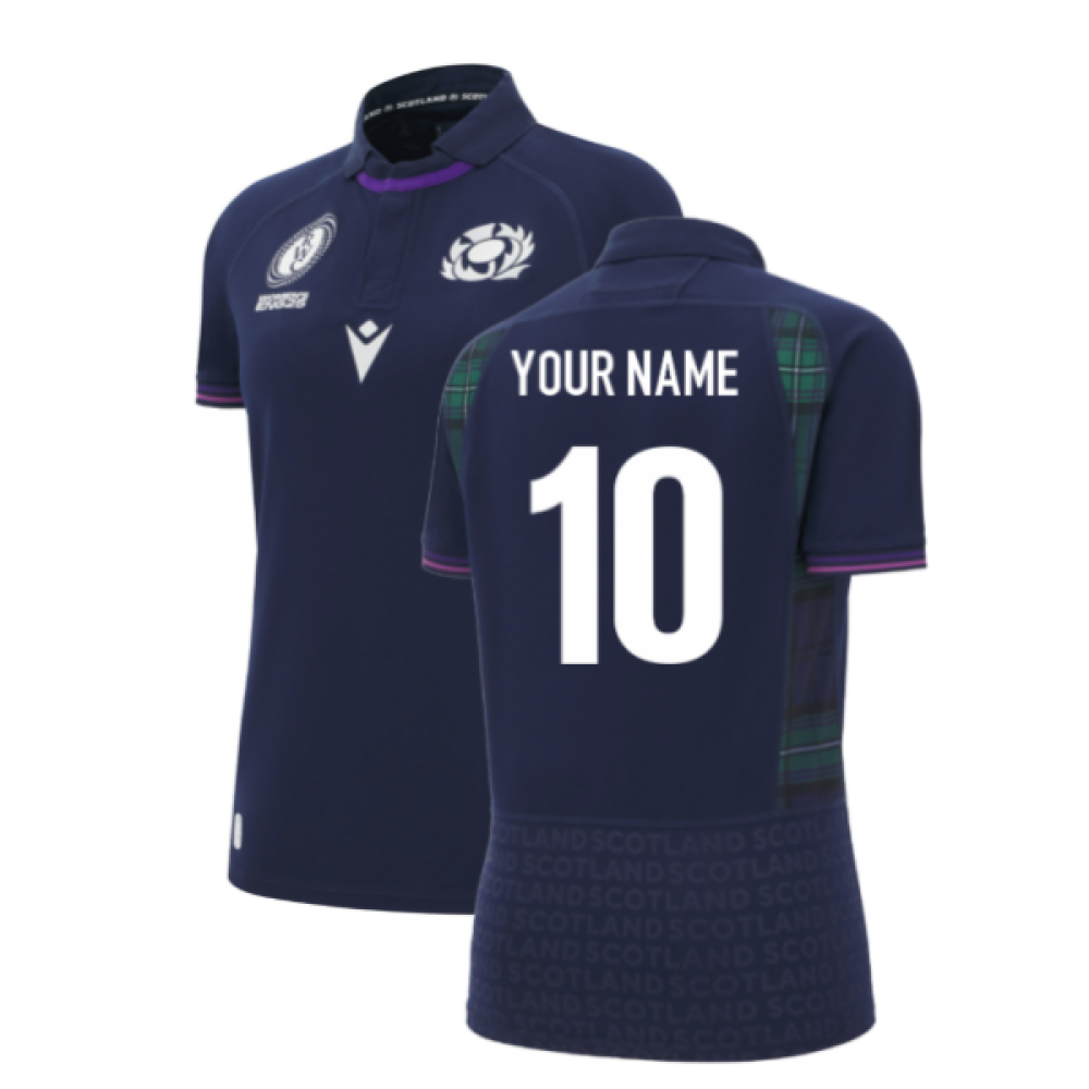2025-2026 Scotland Home WRWC Poly Rugby Shirt (Womens) (Your Name) Product - Hero Shirts Macron