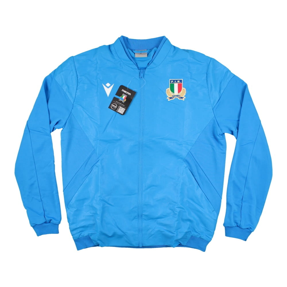 2022-2023 Italy Rugby Full Zip Travel Top (Blue) Product - Training Tops Macron   
