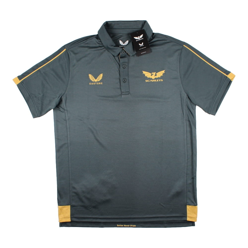 2022-2023 Scarlets Travel Media Polo Product - Polo Shirts Castore   