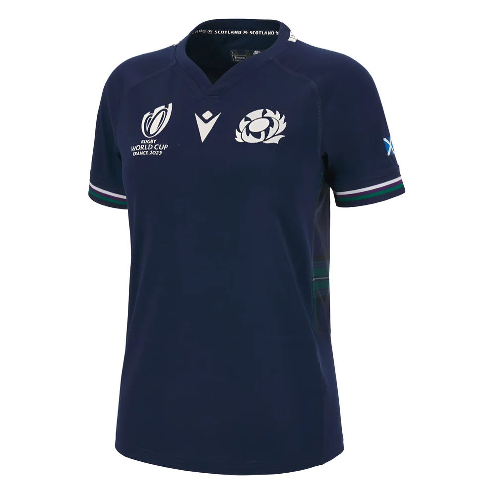 Scotland RWC 2023 Home Rugby Poly Replica Shirt (Ladies) (Your Name) Product - Hero Shirts Macron