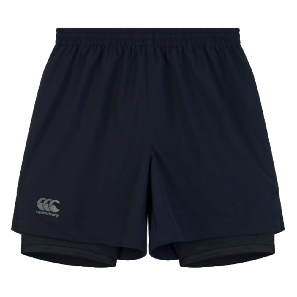 Canterbury Mens Vapordri 2 in 1 Shorts (Black-Grey) Product - Shorts Canterbury   
