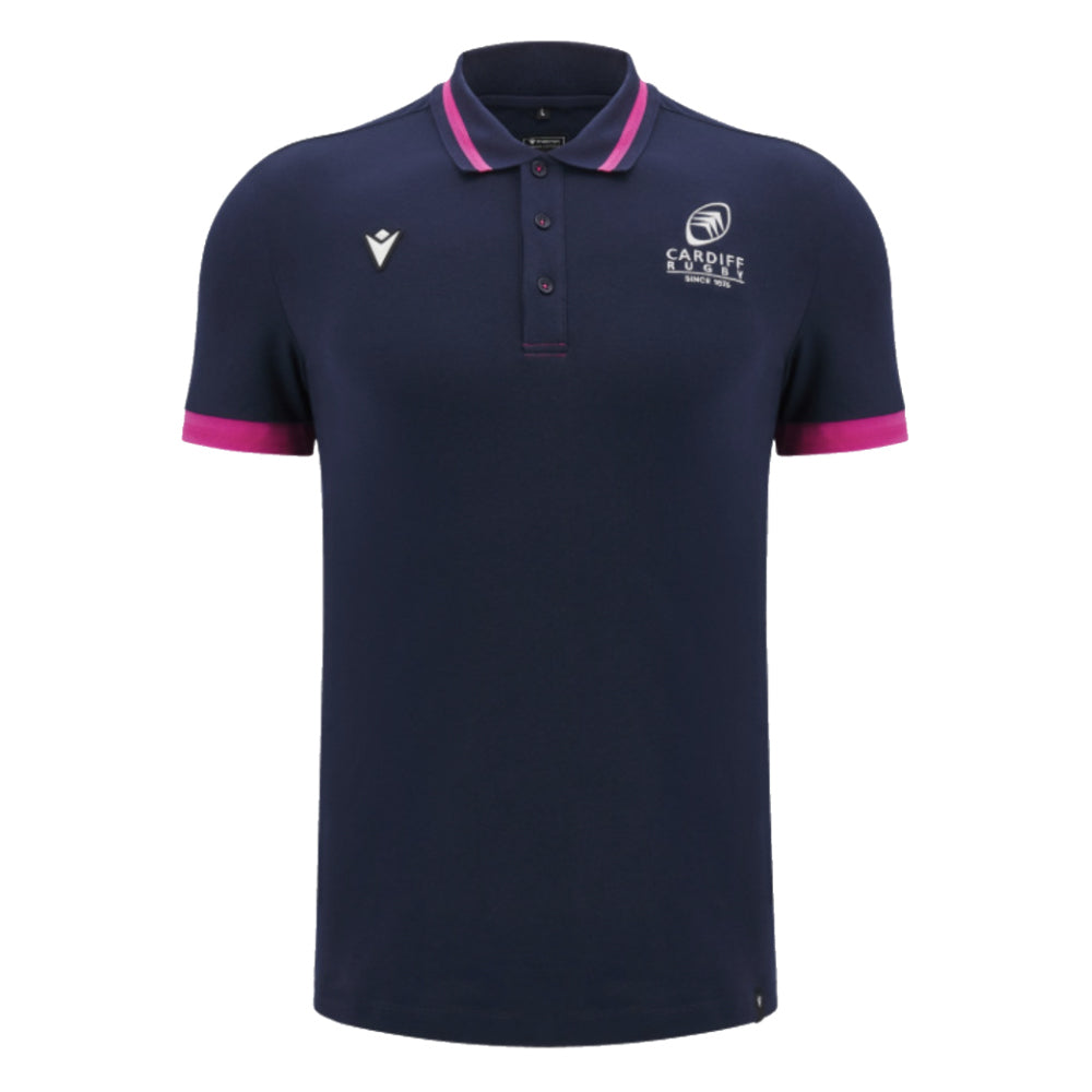 2024-2025 Cardiff Blues Rugby Cotton Polo Shirt (Navy) Product - Polo Shirts Macron   