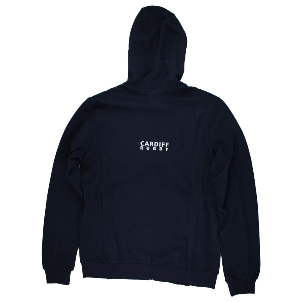 2024-2025 Cardiff Rugby Travel Full Zip Hoodie (Navy) Product - Training Tops Macron