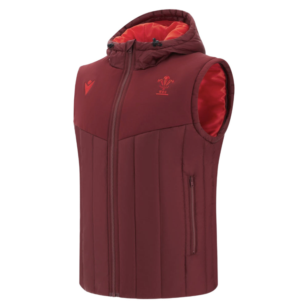 2025-2026 Wales Rugby Travel Bomber Jacket (Deep Red) Product - Jackets Macron