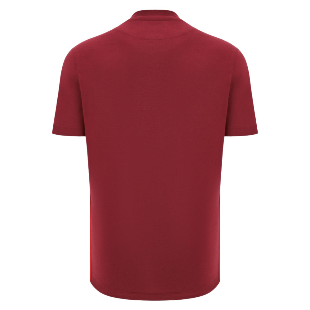 2025-2026 Wales WRU Rugby Travel Cotton Tee (Deep Red) (Your Name) Product - Hero Shirts Macron