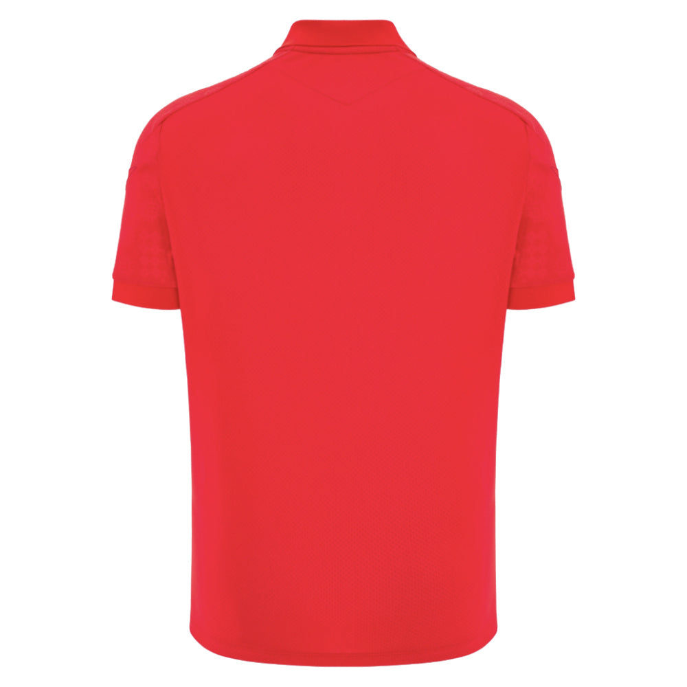 2025-2026 Wales WRU Rugby Travel Poly Polo Shirt (Red) Product - Polo Shirts Macron