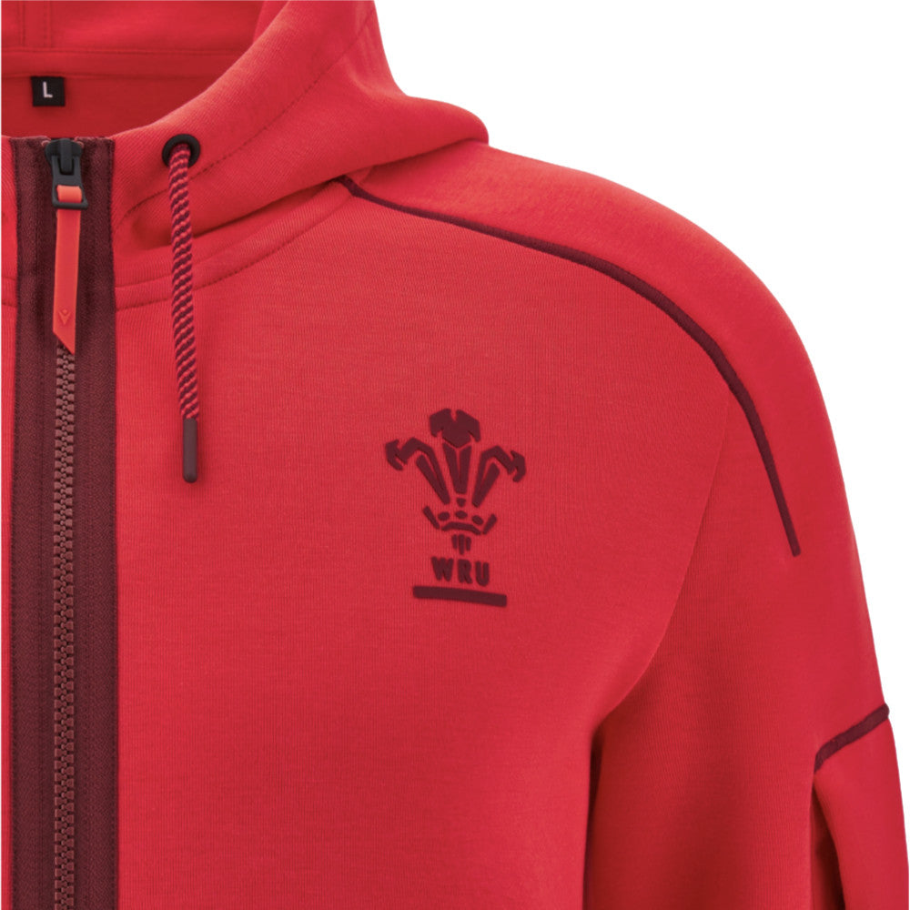 2025-2026 Wales WRU Ath Travel Player Full Zip (Red) Product - Training Tops Macron