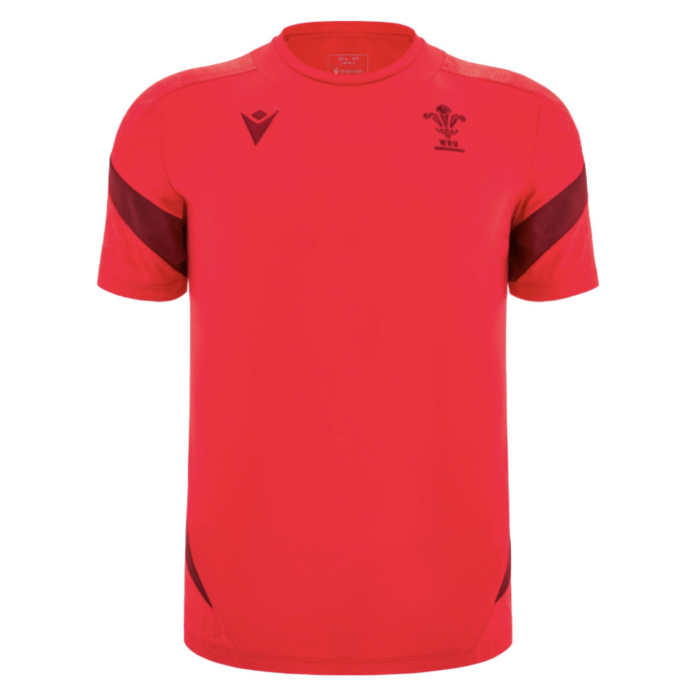 2025-2026 Wales WRU Player Training Shirt (Red) - Kids Product - Training Shirts Macron