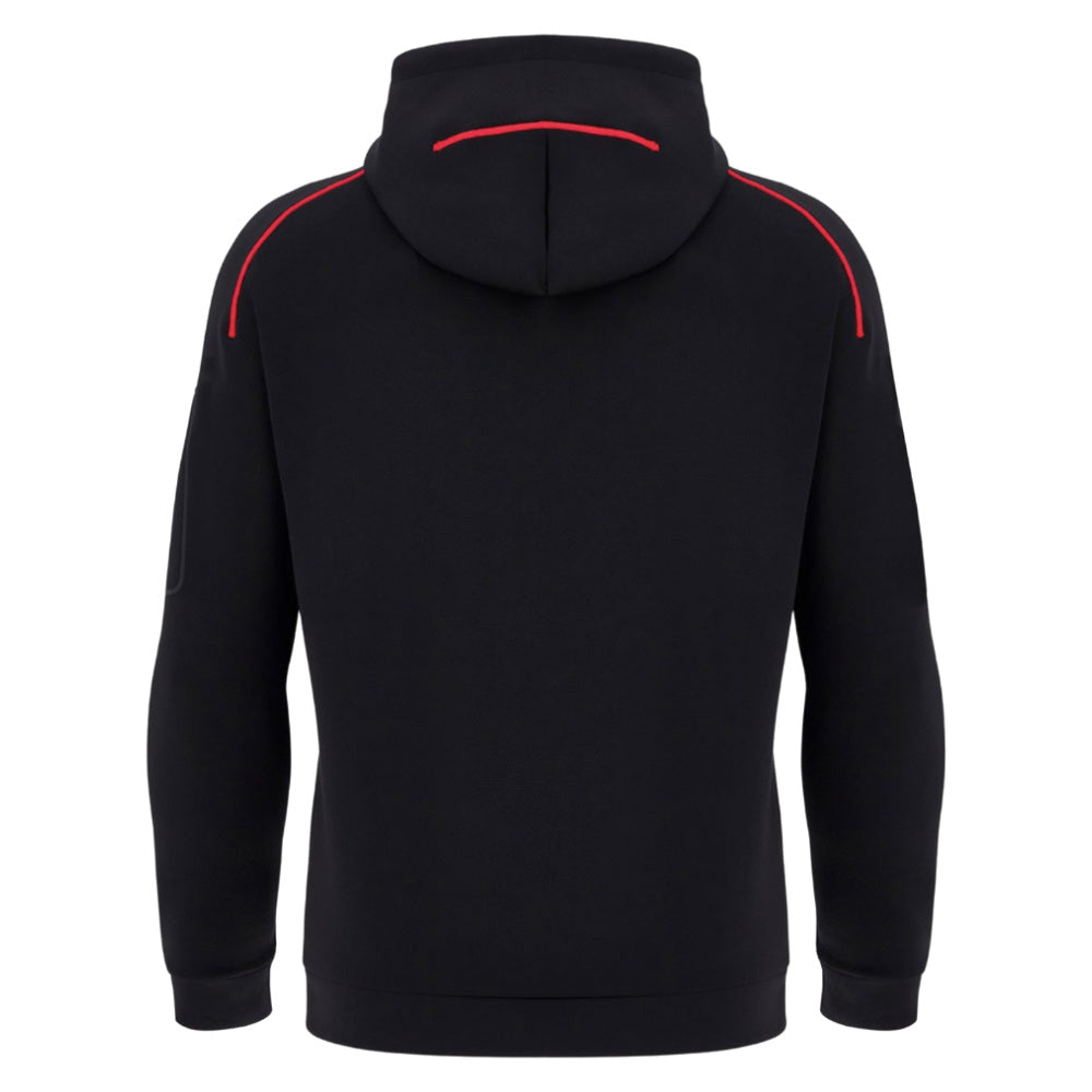 2025-2026 Wales WRU Ath Travel Tech Hoody (Black) Product - Hoodies Macron
