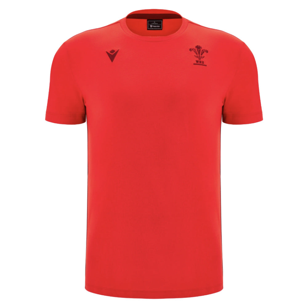 2025-2026 Wales WRU Rugby Travel Cotton Tee (Red) Product - T-Shirt Macron
