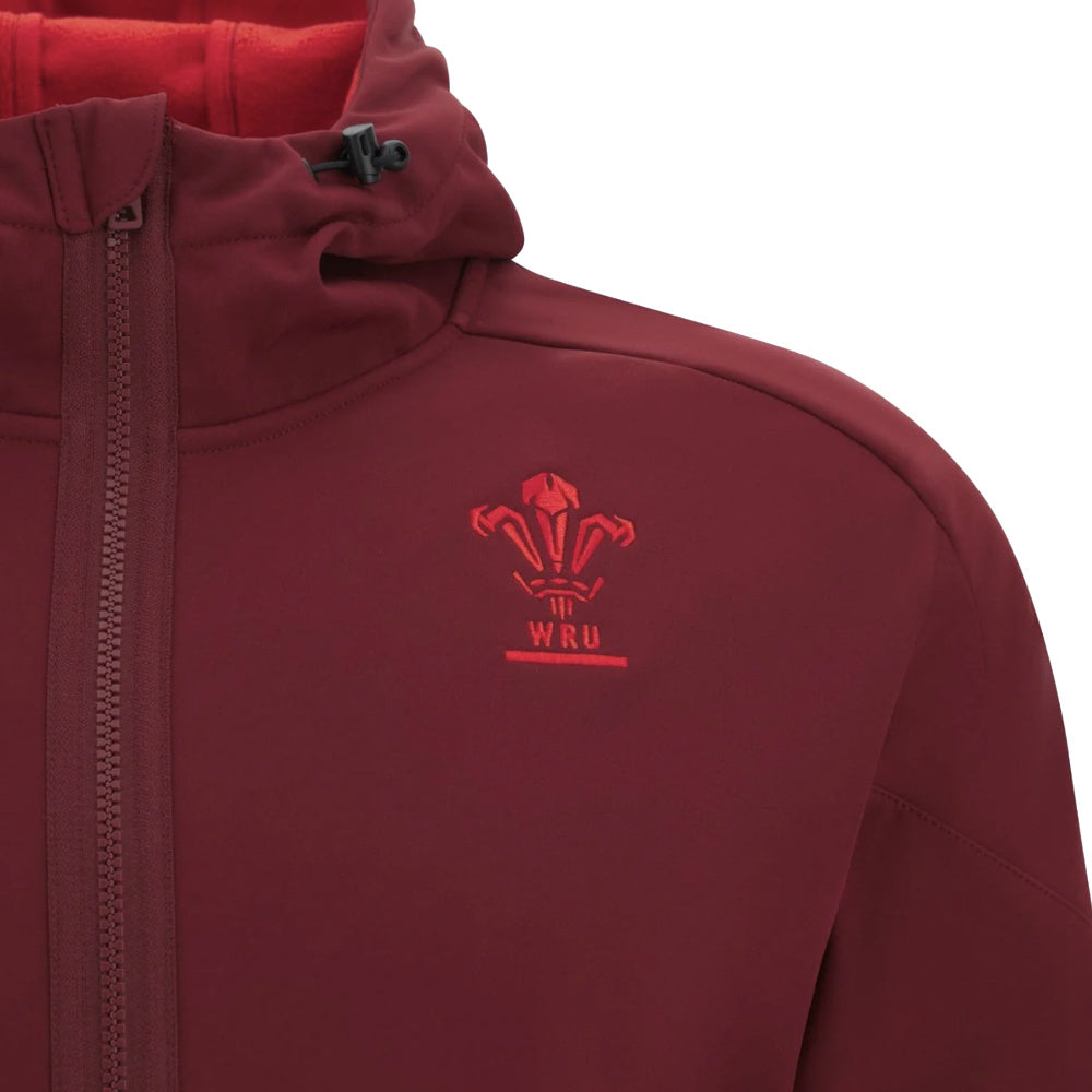 2025-2026 Wales WRU Rugby Travel Softshell Jacket (Deep Red) Product - Jackets Macron