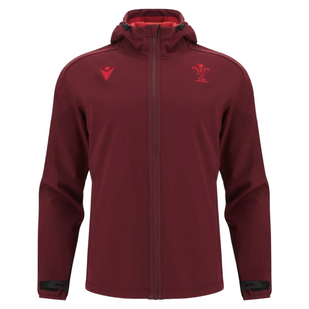 2025-2026 Wales WRU Rugby Travel Softshell Jacket (Deep Red) Product - Jackets Macron